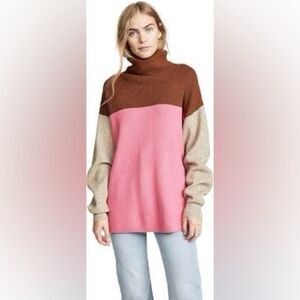 Free People Colorblock Turtleneck Sweater, Size S